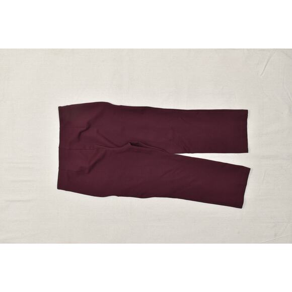 LOFT Women Petite Size LP Maroon Red Pull On Straight Cropped Pants Rayon Blend - Picture 2 of 8